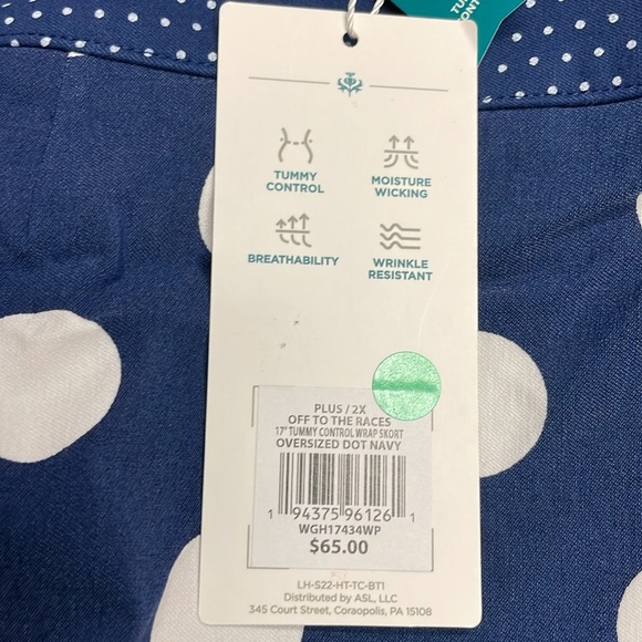 Lady Hagen Faux Wrap Pull-on Golf Skort Blue White Polka Dots NWT Size 2X Plus - Picture 3 of 4